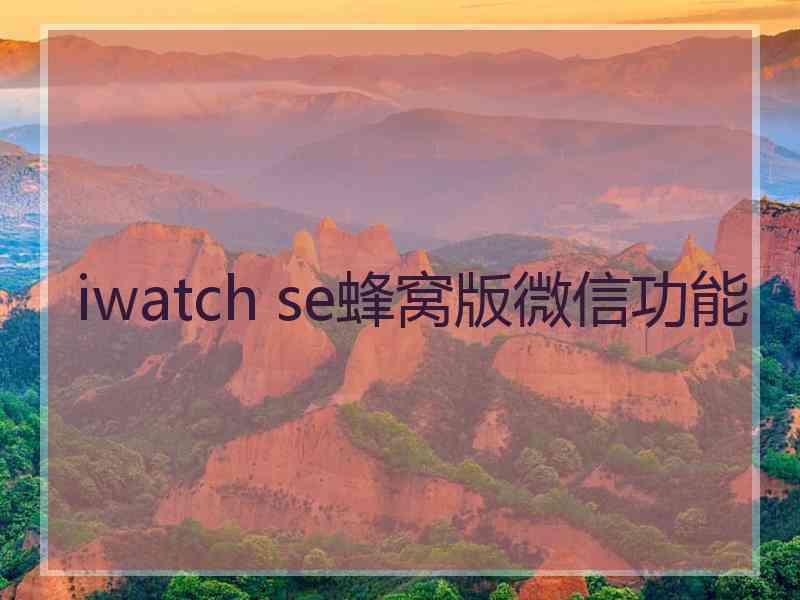 iwatch se蜂窝版微信功能