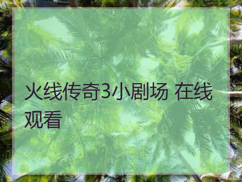 火线传奇3小剧场 在线观看