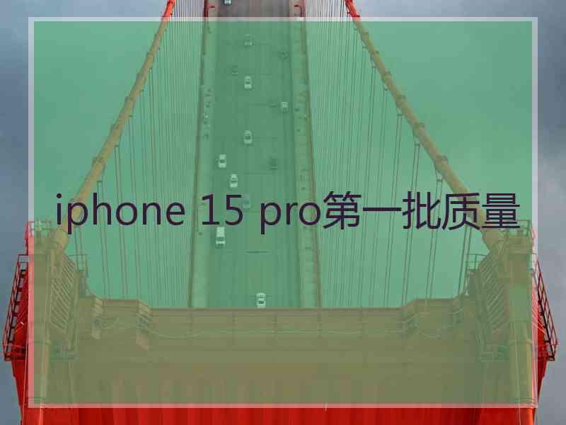 iphone 15 pro第一批质量