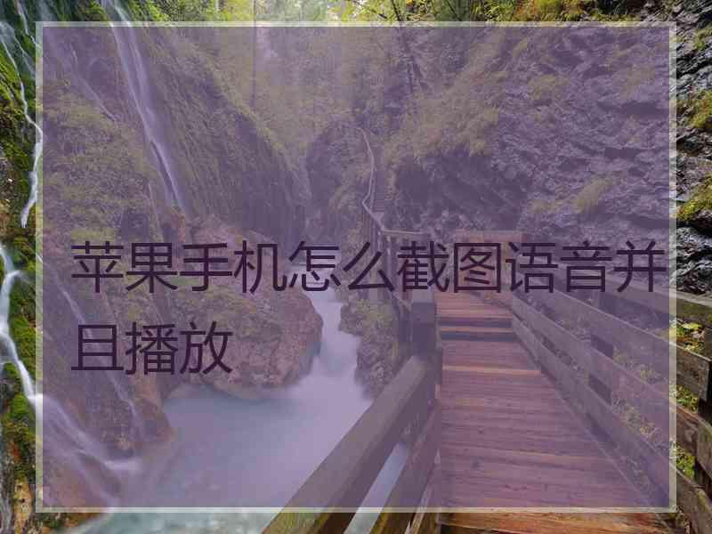 苹果手机怎么截图语音并且播放