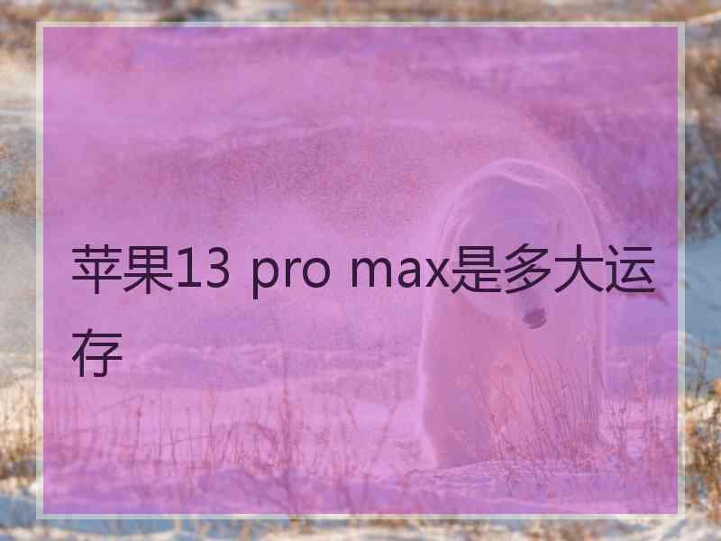 苹果13 pro max是多大运存