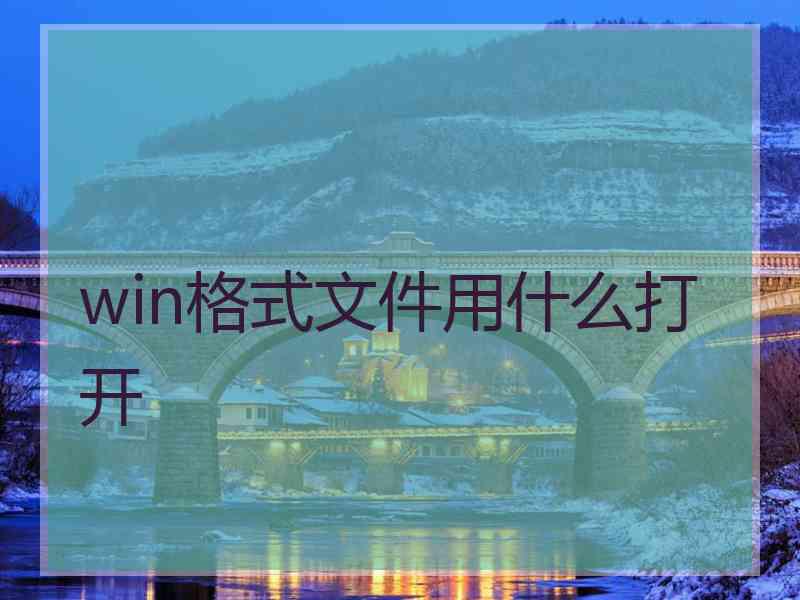 win格式文件用什么打开