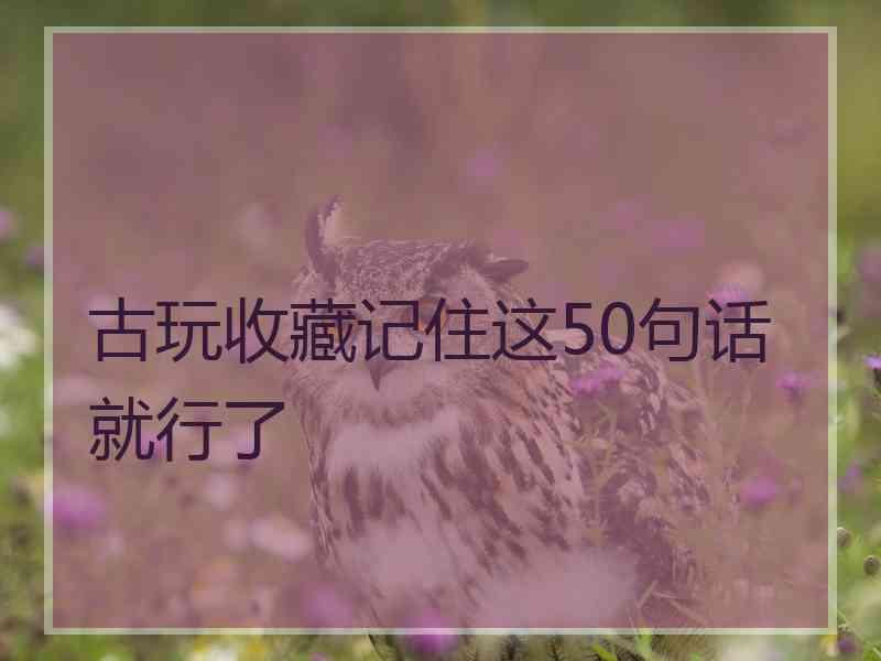 古玩收藏记住这50句话就行了