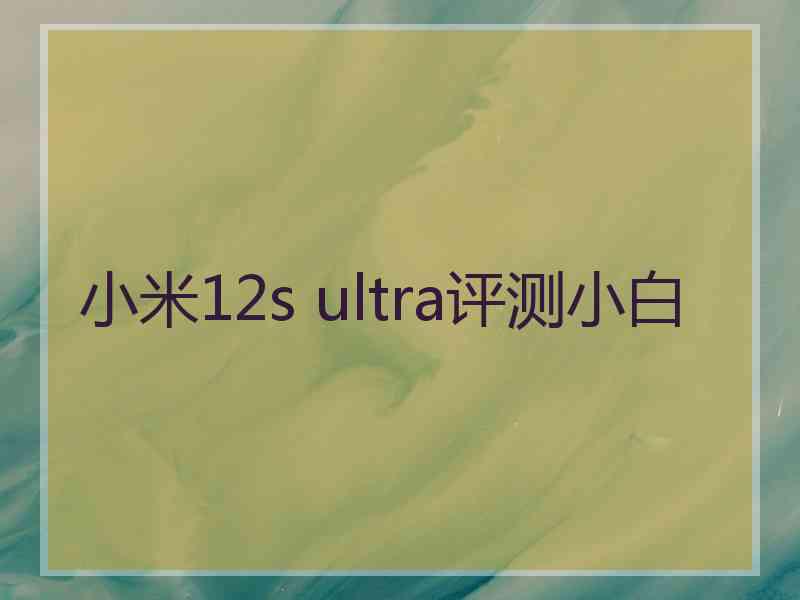 小米12s ultra评测小白