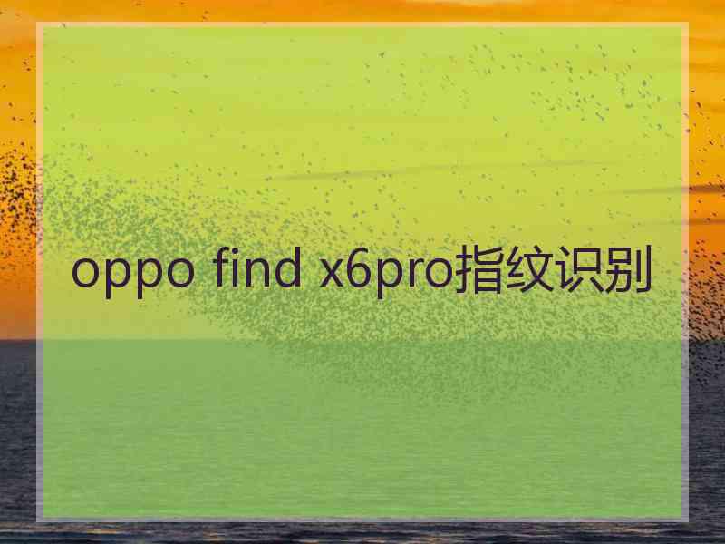 oppo find x6pro指纹识别