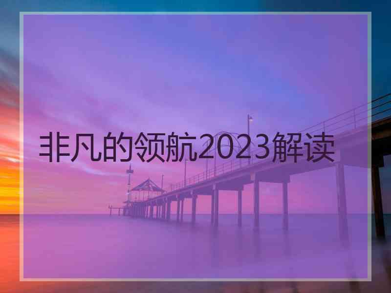 非凡的领航2023解读