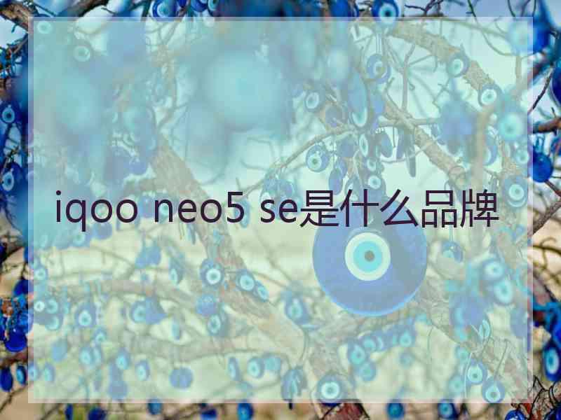 iqoo neo5 se是什么品牌