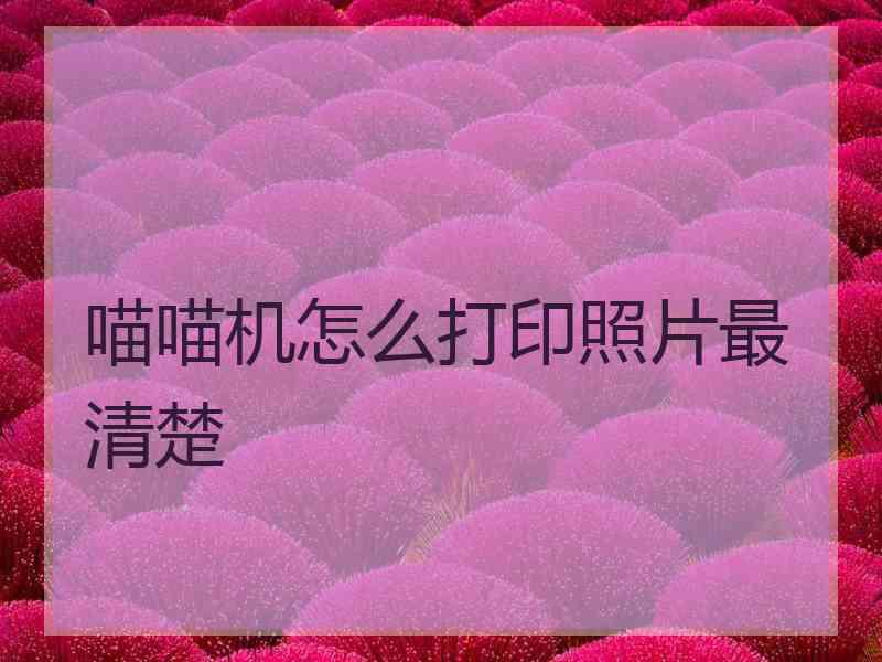 喵喵机怎么打印照片最清楚