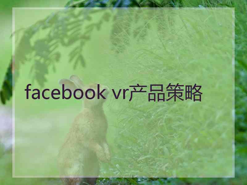 facebook vr产品策略