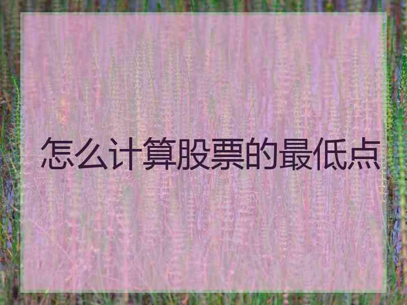 怎么计算股票的最低点