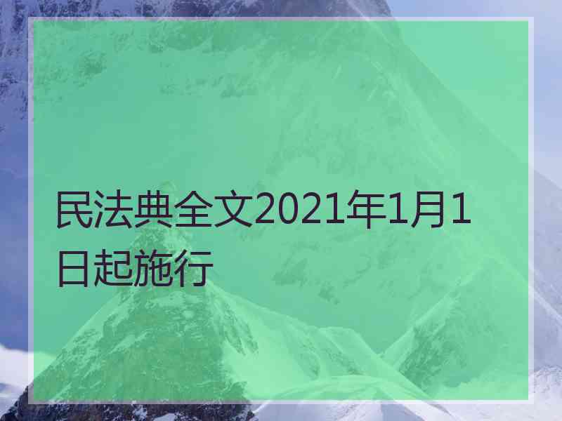 民法典全文2021年1月1日起施行