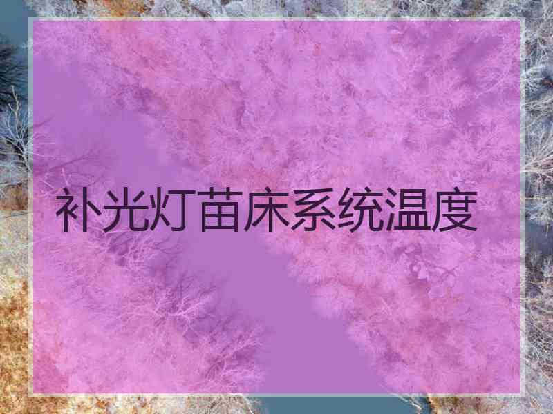 补光灯苗床系统温度