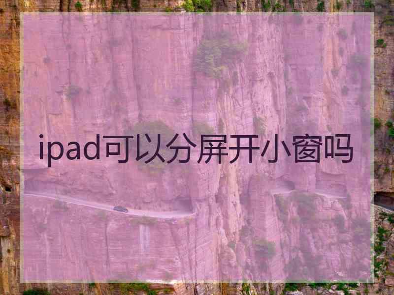 ipad可以分屏开小窗吗