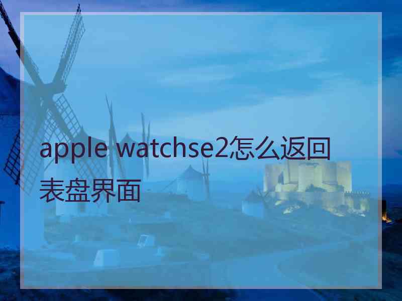 apple watchse2怎么返回表盘界面