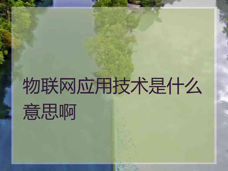 物联网应用技术是什么意思啊