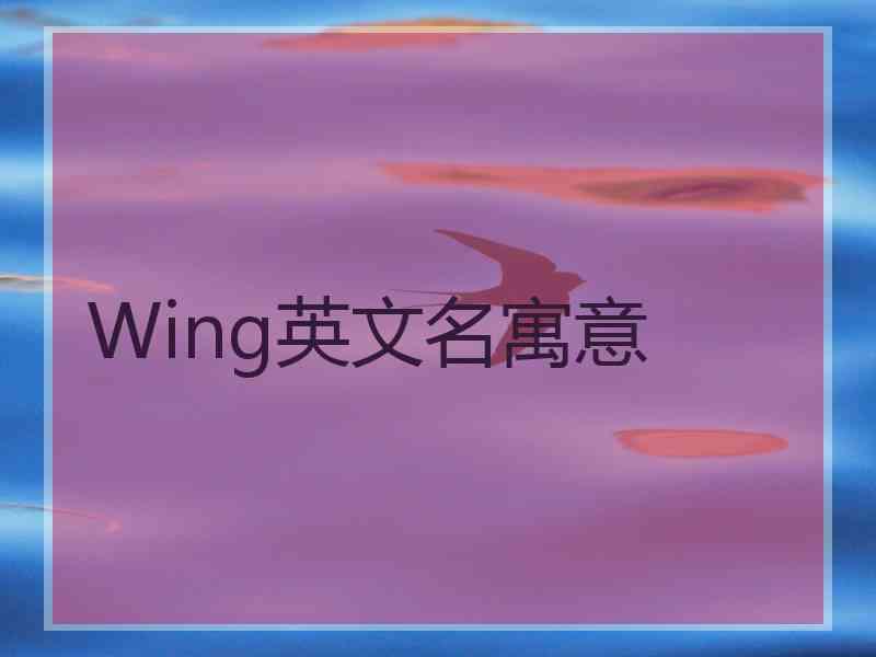 Wing英文名寓意