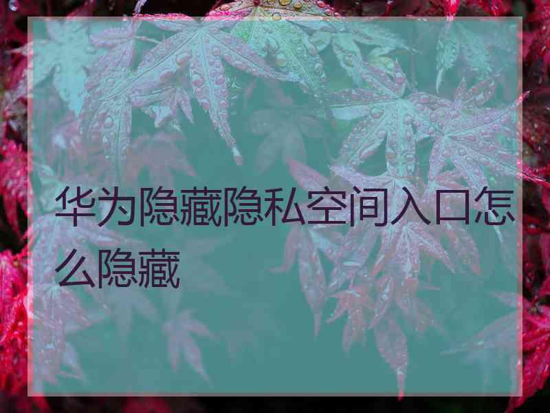 华为隐藏隐私空间入口怎么隐藏