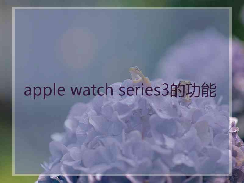 apple watch series3的功能