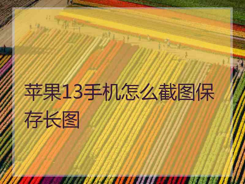 苹果13手机怎么截图保存长图