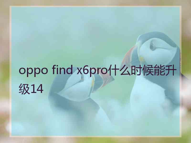 oppo find x6pro什么时候能升级14