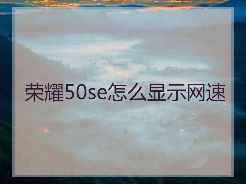 荣耀50se怎么显示网速