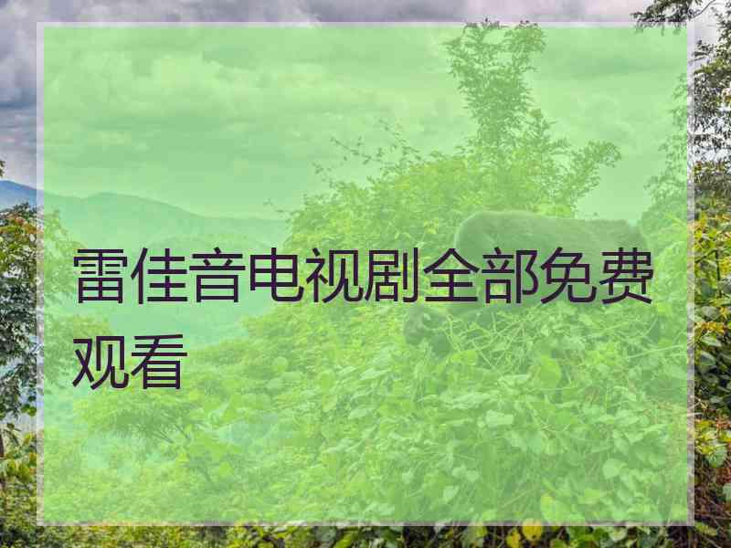 雷佳音电视剧全部免费观看