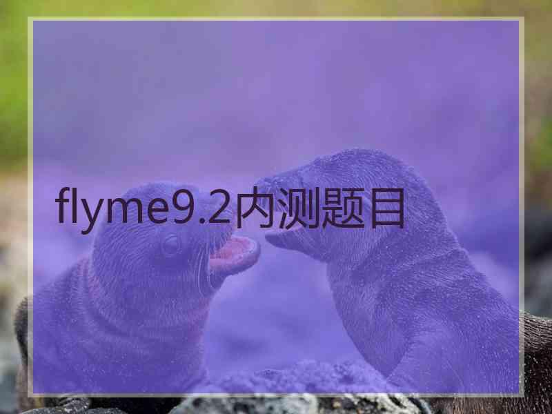 flyme9.2内测题目