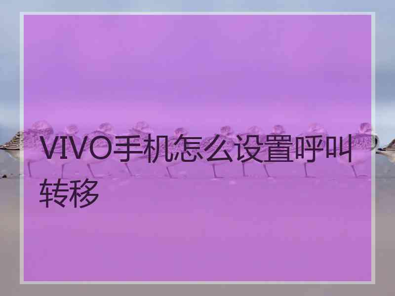 VIVO手机怎么设置呼叫转移