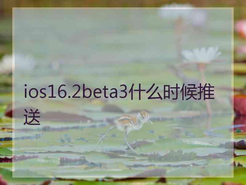 ios16.2beta3什么时候推送