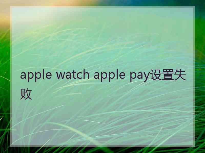 apple watch apple pay设置失败