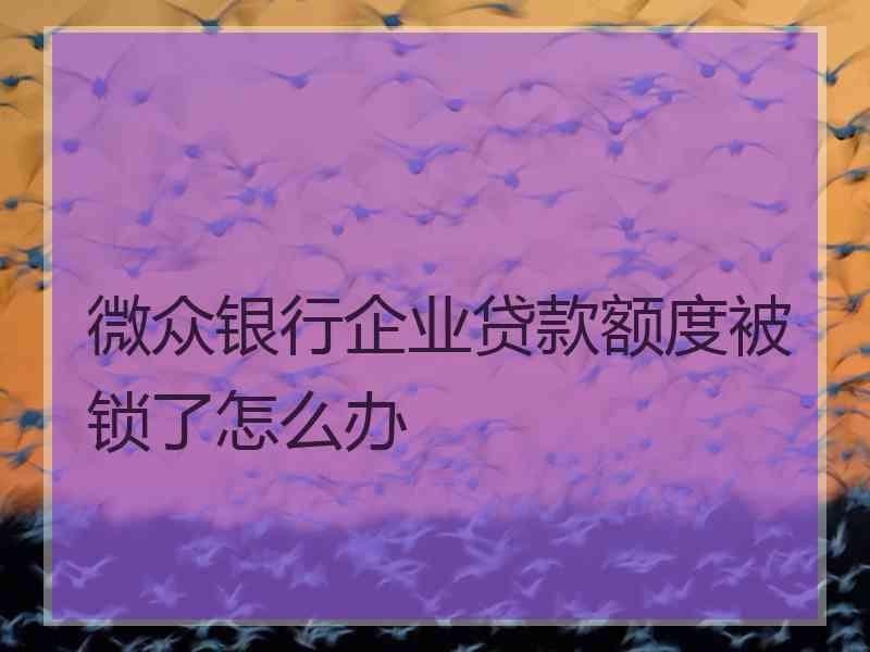 微众银行企业贷款额度被锁了怎么办