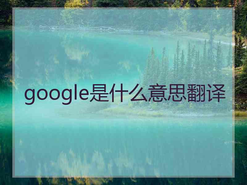 google是什么意思翻译