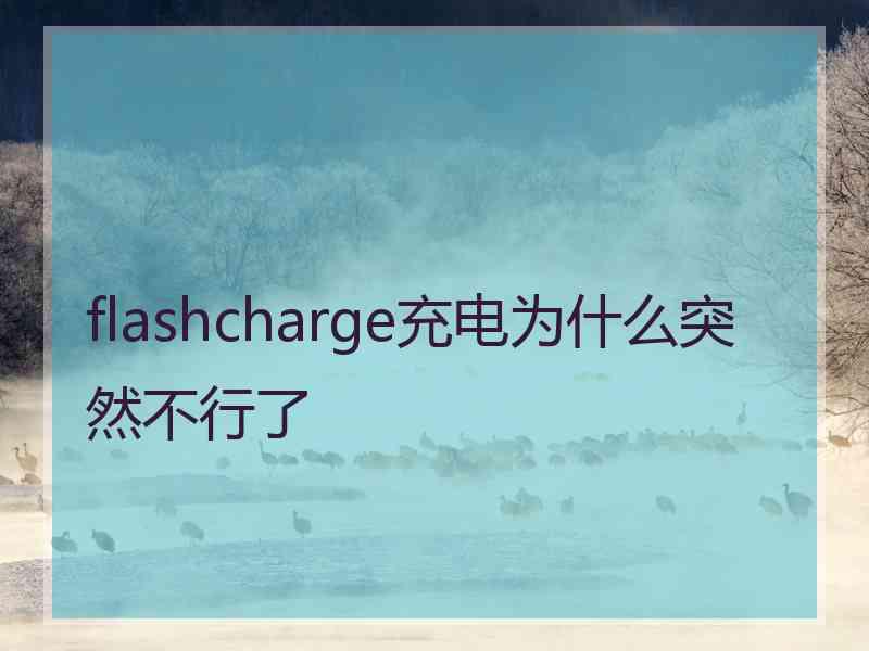 flashcharge充电为什么突然不行了