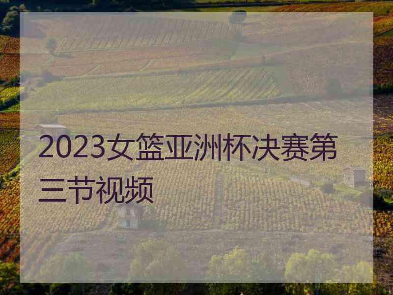 2023女篮亚洲杯决赛第三节视频