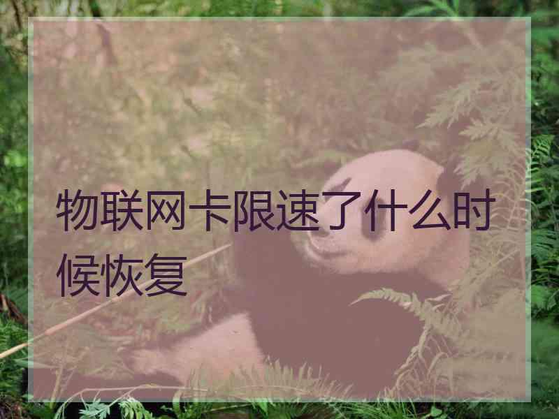 物联网卡限速了什么时候恢复