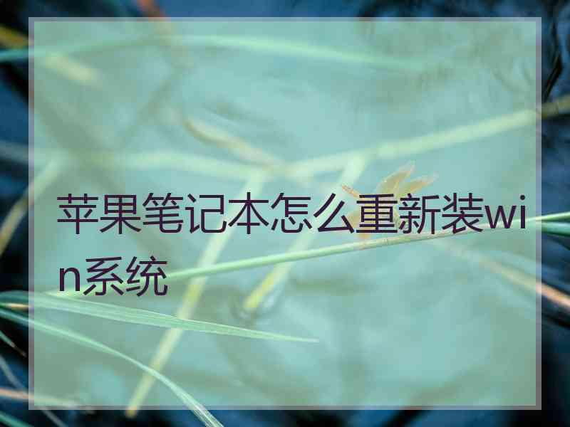 苹果笔记本怎么重新装win系统