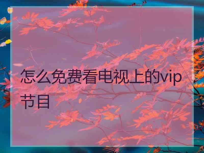 怎么免费看电视上的vip节目