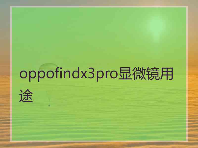 oppofindx3pro显微镜用途