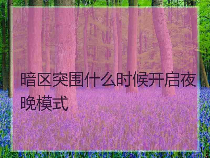 暗区突围什么时候开启夜晚模式