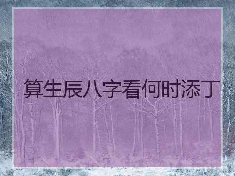 算生辰八字看何时添丁