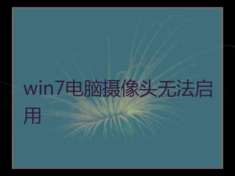 win7电脑摄像头无法启用