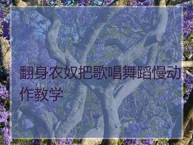 翻身农奴把歌唱舞蹈慢动作教学