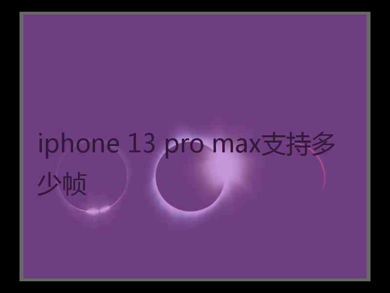 iphone 13 pro max支持多少帧