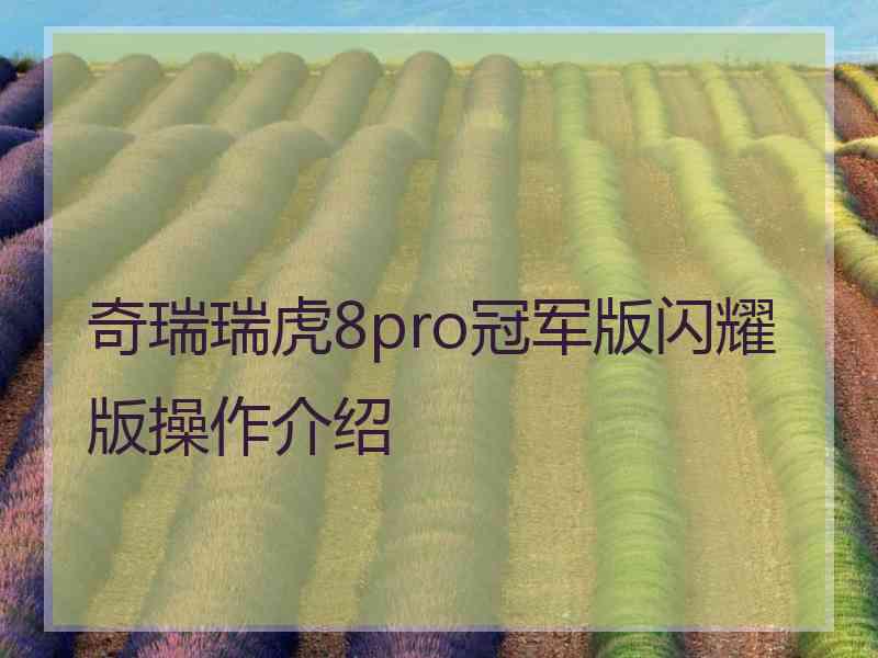 奇瑞瑞虎8pro冠军版闪耀版操作介绍