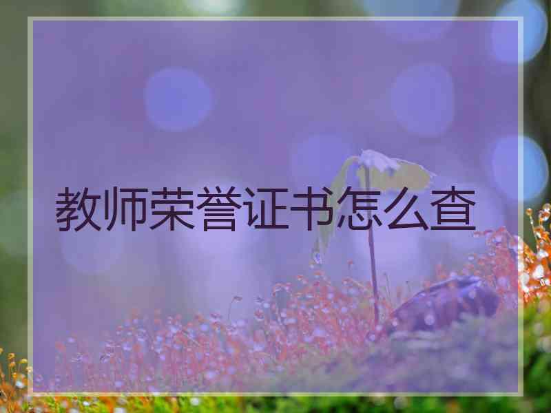 教师荣誉证书怎么查