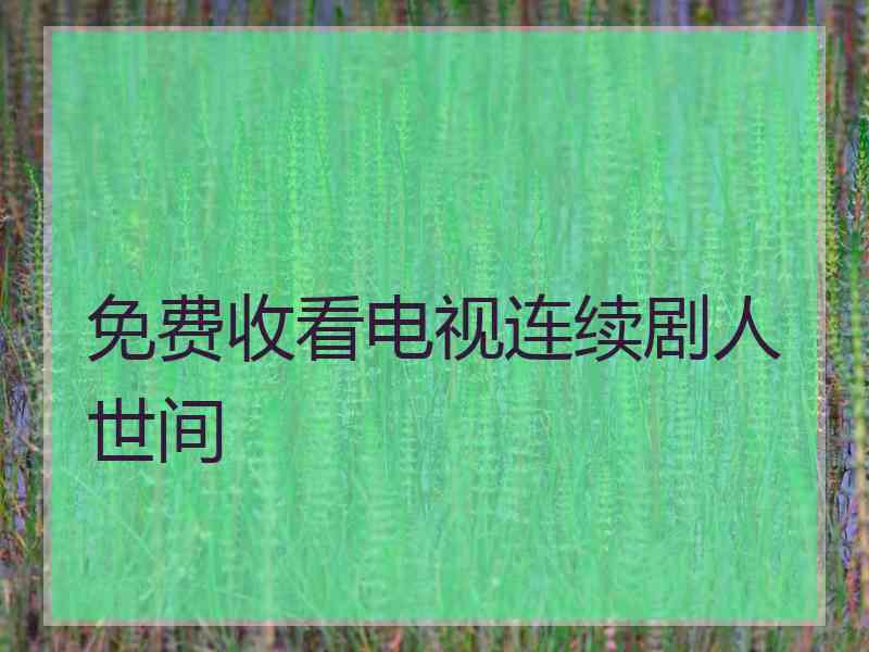 免费收看电视连续剧人世间