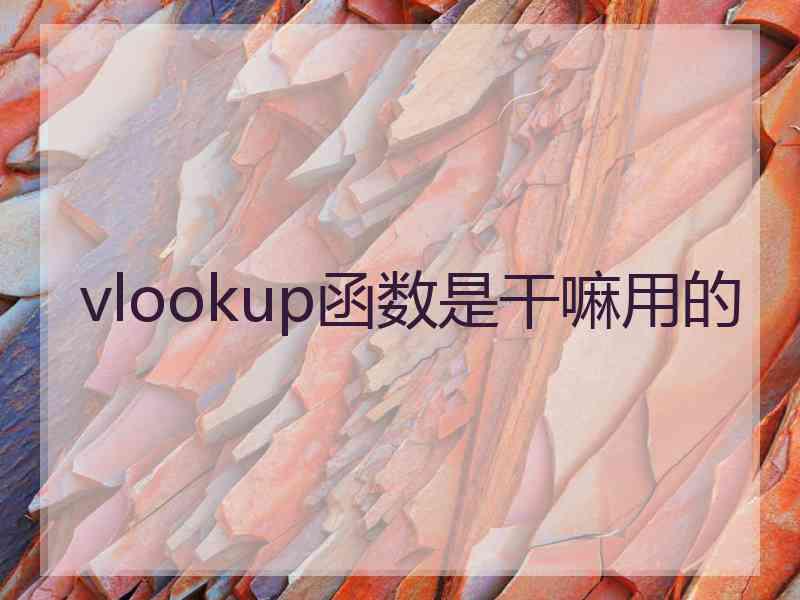 vlookup函数是干嘛用的