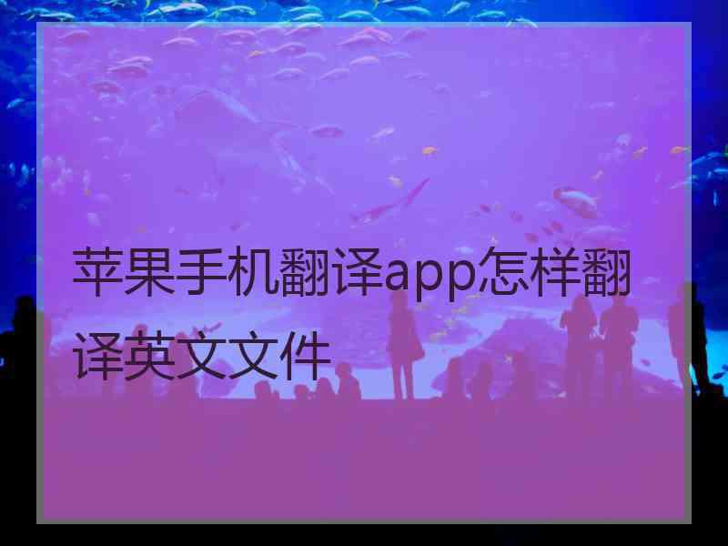 苹果手机翻译app怎样翻译英文文件