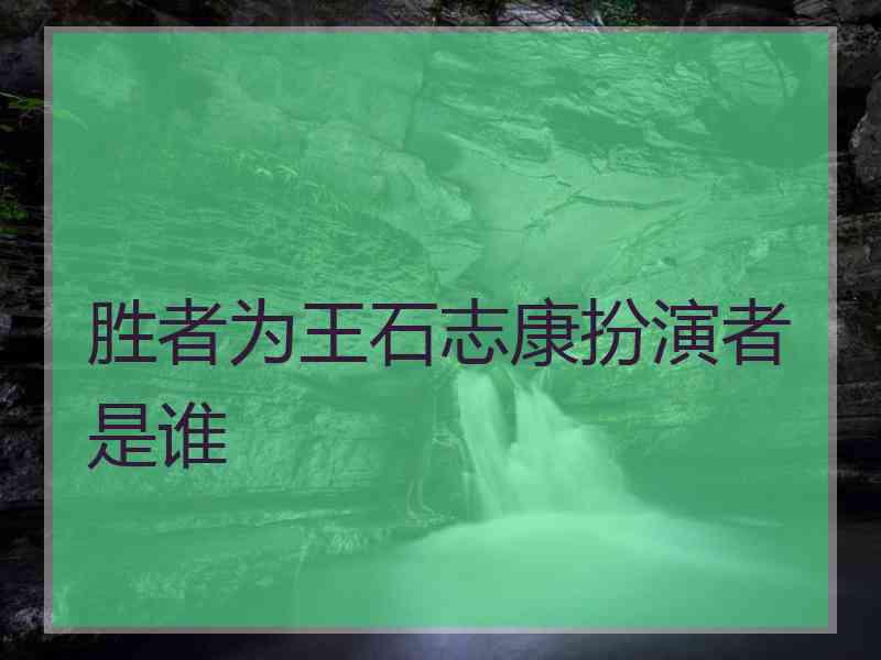 胜者为王石志康扮演者是谁