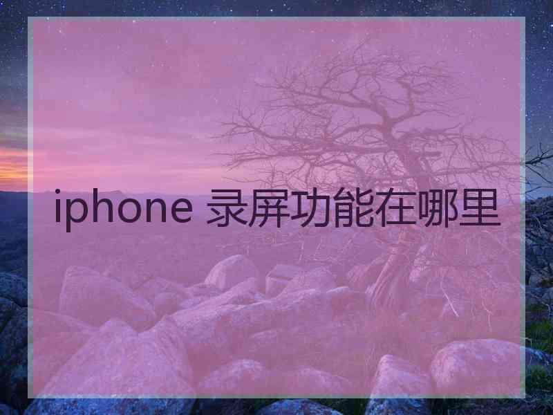 iphone 录屏功能在哪里